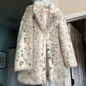 GB Snow Leopard Print Cozy Long Coat